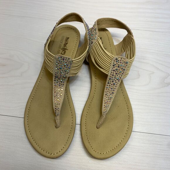 Coach and Four Brown Rhinestone Embellished Leather Slingback Sandals Size 7.5M - Picture 6 of 12